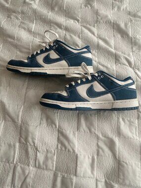 Nike Dunk Low Blue & White Canvas Sneakers 💙🤍